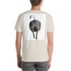 A man wearing a t-shirt with an image of a cat.
