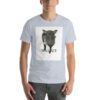 A man wearing a t-shirt with a picture of a dog.