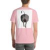A man wearing a t-shirt with an image of a cat.