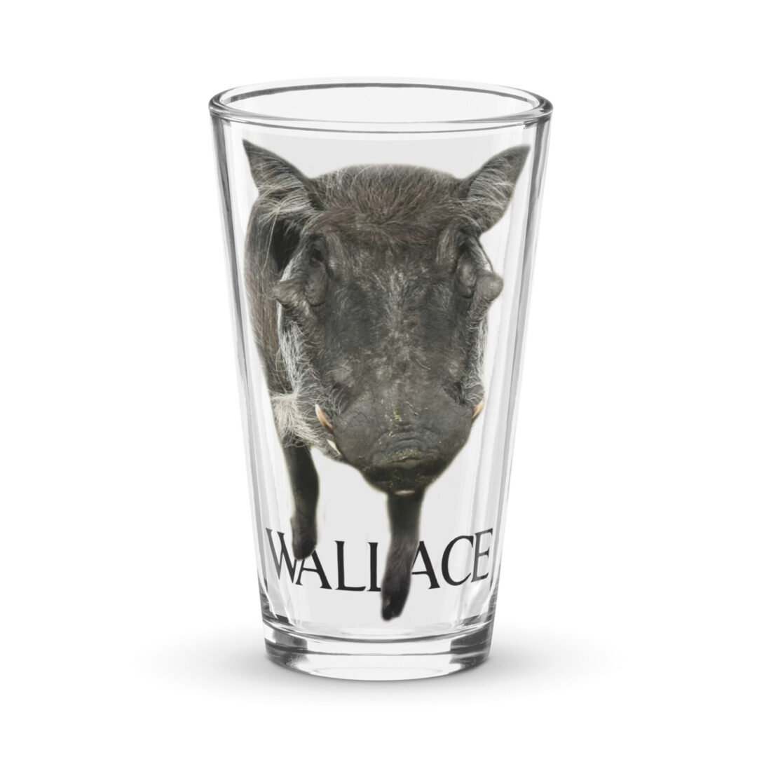 A glass with a picture of a sheep on it.