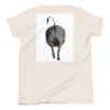 A white t-shirt with an image of a cat.