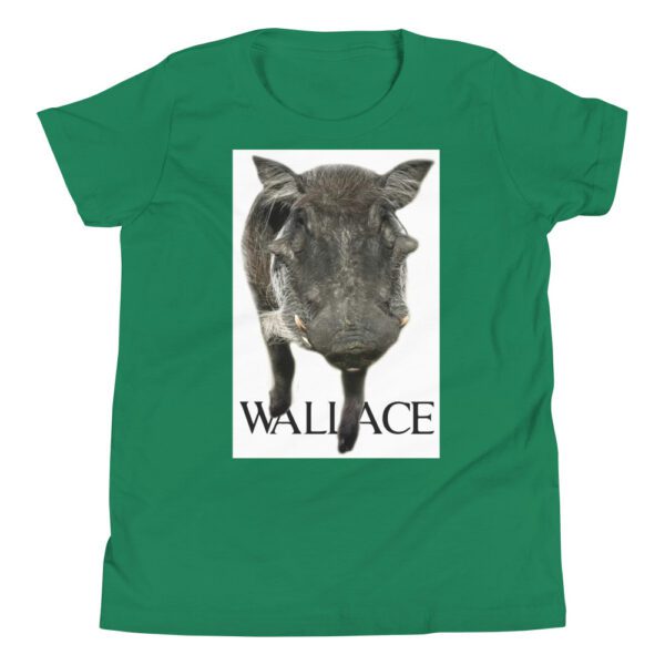 A green t-shirt with a picture of a pig.