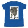 A black and white photo of a hippo with the word wallace below it.
