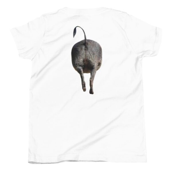 A white t-shirt with an image of a dog.