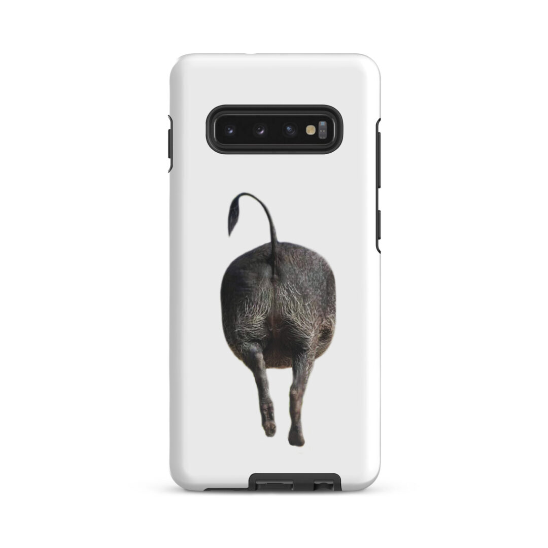 A cat is jumping in the air on a phone case.