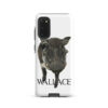 A black and white photo of wallace the pig.