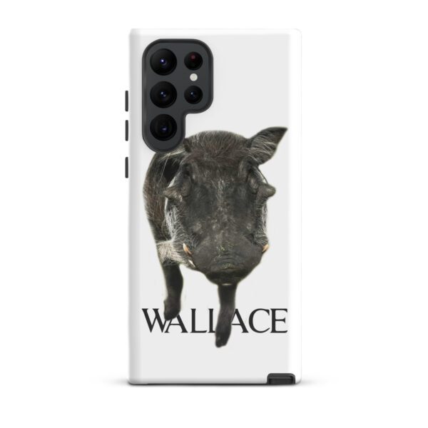 A black and white picture of wallace the pig